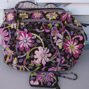 Vera Bradley Quilted Floral Bag & Zip ID Wallet – 2-Piece Bundle, Like New